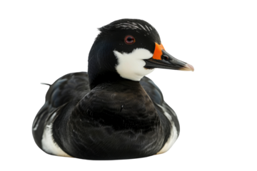 Black and White Smew Duck Portrait