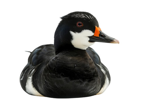 Black and White Smew Duck Portrait