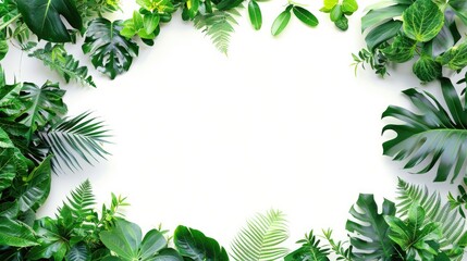 Fototapeta premium Tropical Leaf Frame on White Background