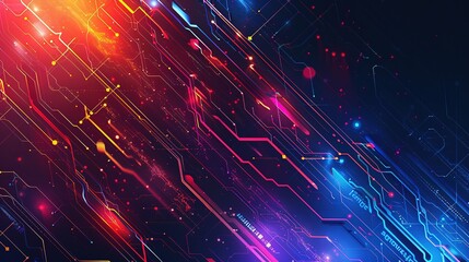 Abstract Digital Network with Glowing Lines and Points