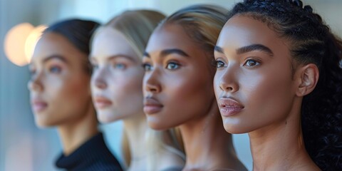 Obraz premium Close-up portrait of four women with different skin tones.