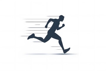 Obraz premium Silhouette of a male runner in motion with dynamic speed lines.