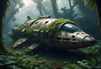 airplane in jungle 