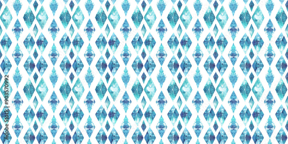 Wall mural a background of turquoise and marin blue diamond on a white background