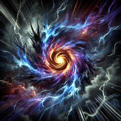 A powerful glowing aura with blue and another vibrant color