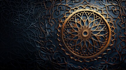 Obraz premium Eid Mubarak greeting card with intricate Islamic patterns and calligraphy