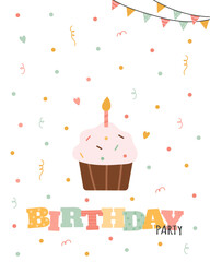 Cupcake with candle cute Birthday card