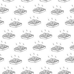 food pattern, seamless pattern of food and beverage in hand drawn style pattern background