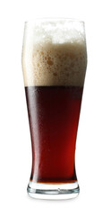 Glass of dark beer isolated on white