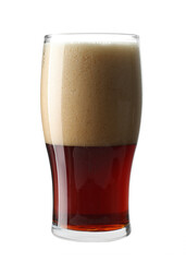 Glass of dark beer isolated on white