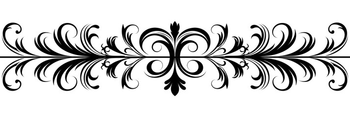 Decorative Curly Horizontal Black Scroll with Delicate Swirled Ends