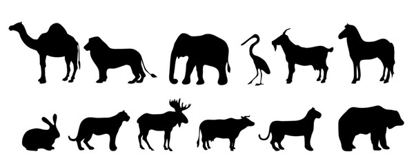silhouettes set of animals, animal silhouette logos