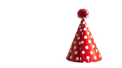 Birthday red party cap on transparent background