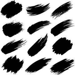 A collection of black brush strokes beautifully displayed on a white background