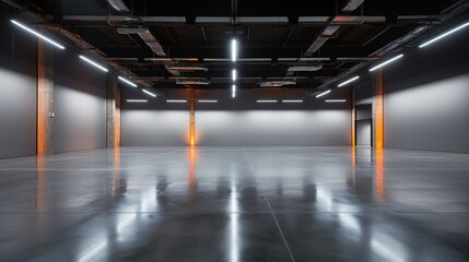 Fototapeta premium Industrial Interior with Bright Lights
