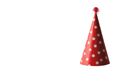 Birthday red party cap on transparent background