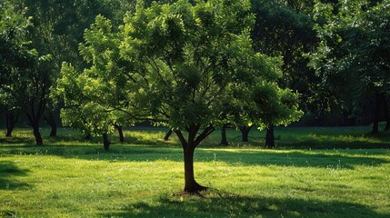 Naklejka premium Green tree in the park
