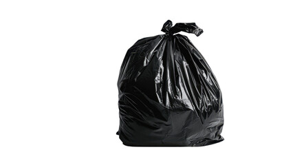 Black garbage trash bag on transparent background 