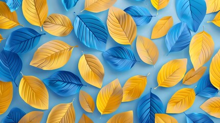 Yellow and blue of leaves design background