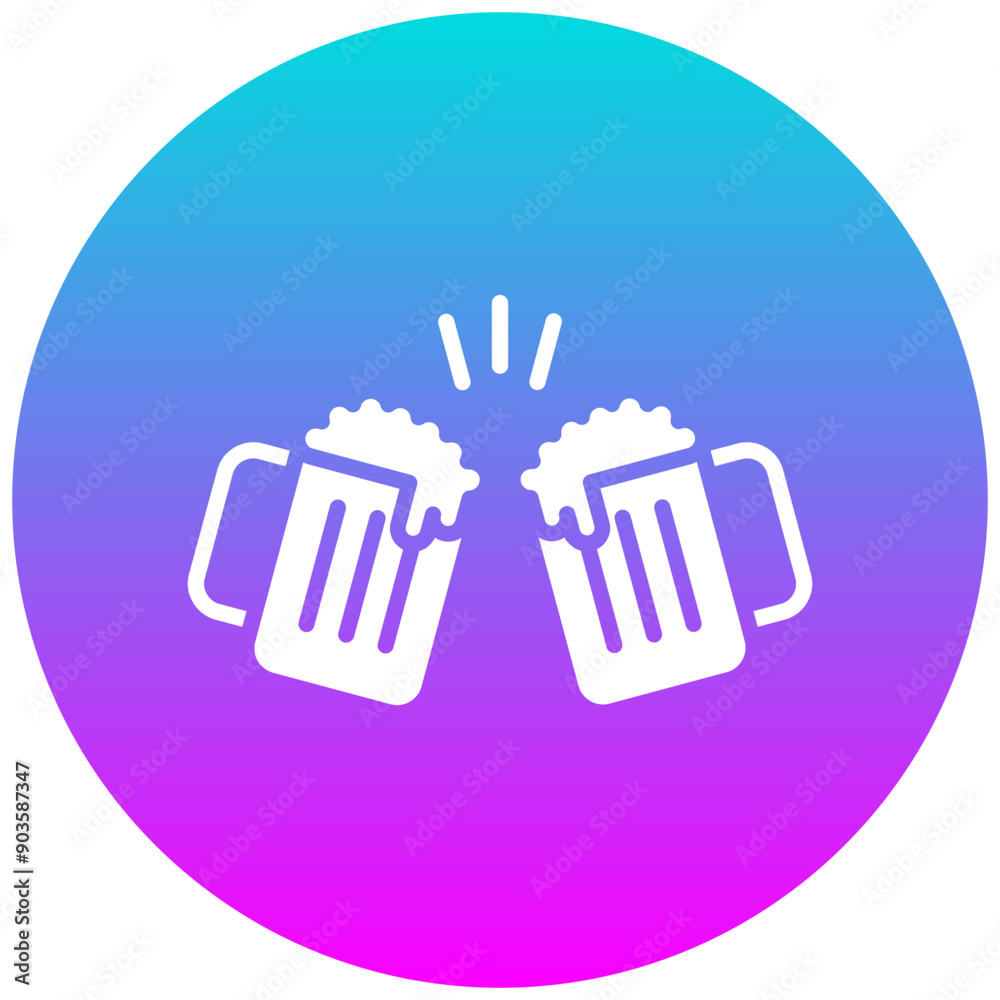 Sticker Beers Toasting vector icon. Can be used for Oktoberfest iconset.