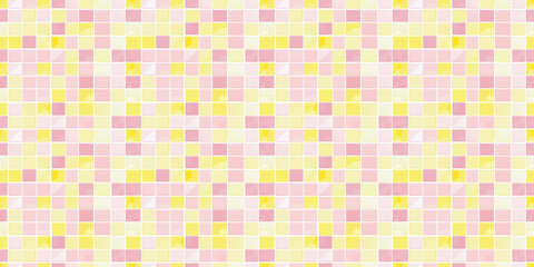 Fototapeta premium Baby pink and lemon yellow tiles background, clean surface texture, white background