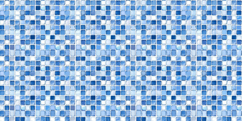 Blue and white tiles pattern background, clean surface texture, blue with white background