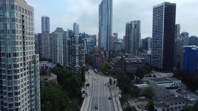 Burrard Street, downtown Vancouver, urban traffic, transport systematic