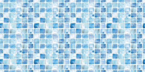 Fototapeta premium Blue tiles background, clean surface texture, white background