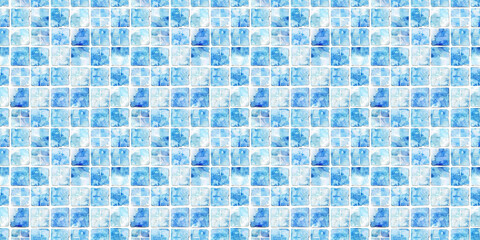 Fototapeta premium Blue tiles pattern background, clean surface texture, white background