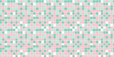 Fototapeta premium Blush pink and light teal tiles background, clean and flat surface texture, white background