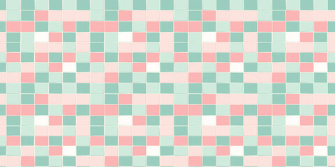 Blush pink and light teal tiles background, clean surface texture, white background