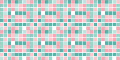 Fototapeta premium Blush pink and light teal tiles pattern background, clean surface texture, white background