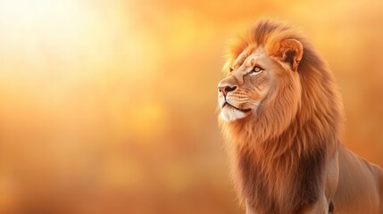 Fototapeta premium majestic lion isolated on a bright background with natural sunlight 