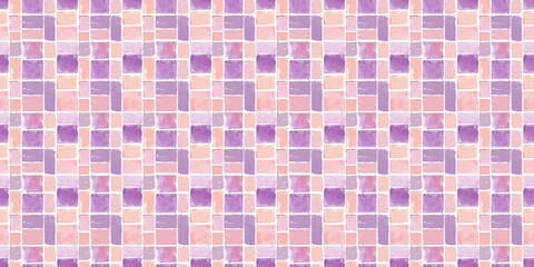 Fototapeta premium Lilac and peach tiles pattern background, clean surface texture, white background