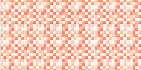 Fototapeta premium Peach and coral tiles pattern background, clean and flat surface texture, white background