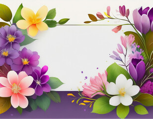 Fototapeta premium Blooming Spring Flowers with White Copyspace Perfect Background for Inspirational Quotes and Messages