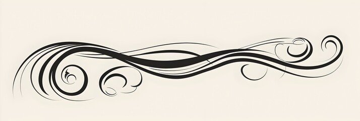 Elegant Cursive Line Art with Flowing Swirls