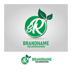 SR logo with a Natural concept.SR letter logo design with leaves, green color for company logo, business, web design, etc. transparent background