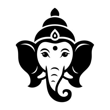black ganesha head icon clip art preview