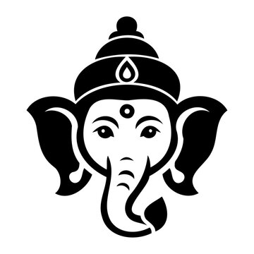black ganesha face icon clip art preview