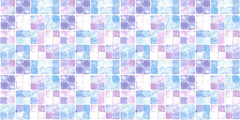 Fototapeta premium Sky blue and lavender tiles pattern background, clean surface texture, white background