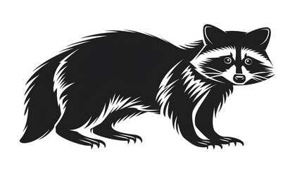 Obraz premium black silhouette of Raccoon illustration icon for logo, isolated on white background