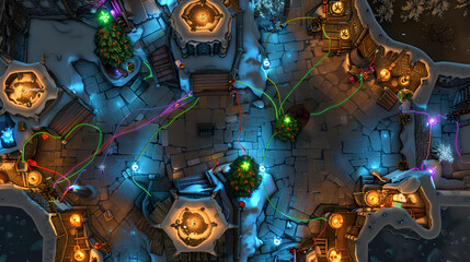 Christmas Battle Map - DnD, RPG Map for Dungeons and Dragons, Game Background, Top View, Winter