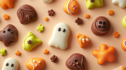 A whimsical assortment of Halloween-themed candies