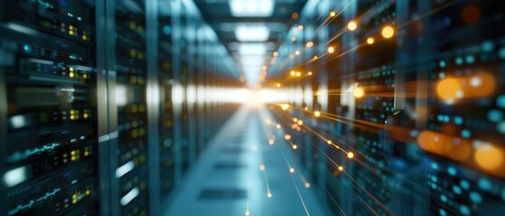 Cyber security interface with encrypted data focus on, futuristic, dynamic, Overlay, Server Room