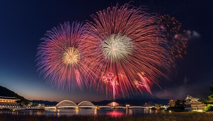 打上げ花火　夏の風景　夜空