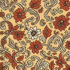 seamless floral pattern background, fabric texture, Indian Traditional Patterns 