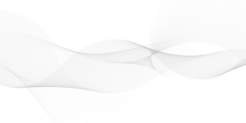 Abstract wave element for design. Black wavy lines isolated on white abstract background design. Curved wavy line, smooth stripe