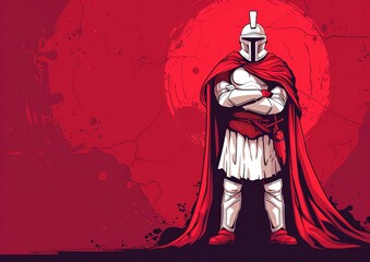 Obraz premium Heroic Tradition An Illustrated Portrayal of a Legendary Figure Embracing Cultural Heritage and Timeless Values