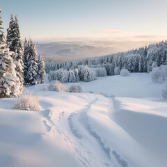 winter landscape with snow